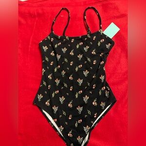 Forever 21 Black Floral Bodysuit